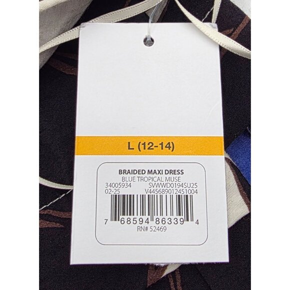 NWT Women's - Sofia by Sofia Vergara Braided Floral Maxi Dress, Size Large - Picture 8 of 11